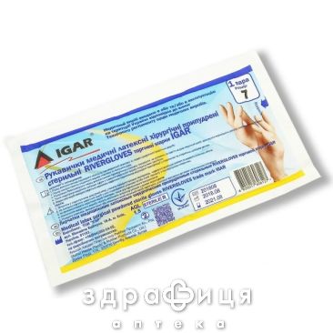 Перчатки хир ст латекс припудр rivergloves тм игар 7 пара