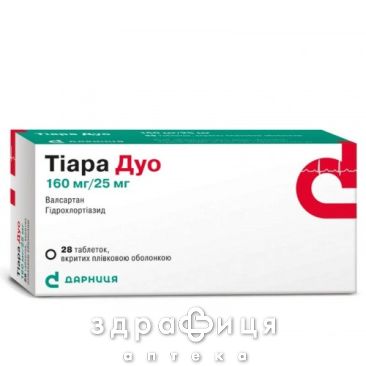 ТИАРА ДУО ТАБ П/О 160МГ/25МГ №28 (14Х2) таблетки от давления