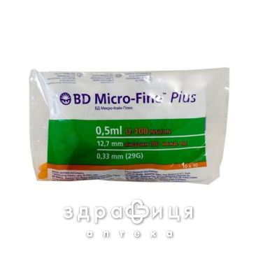 Шприц BD инсул micro-fine plus u100 1мл с игл 0.33х12.7мм №10