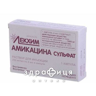 Амикацина сульфат р-р д/ин 250мг/мл 4мл №1 антибиотики