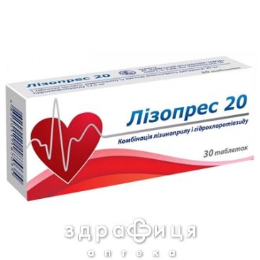 Лізопрес 20 таб №30 таблетки від тиску