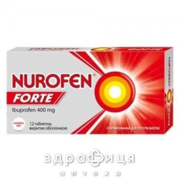 НУРОФЄН ФОРТЕ, табл. в/о 400 мг №12 знеболююче