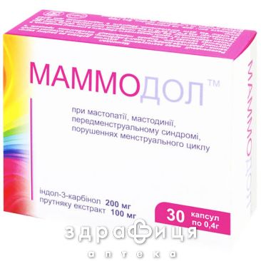 Маммодол капс 0.4г №30 таблетки от мастопатии