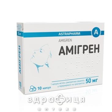 Амігрен капс 50мг №10 таблетки від головного болю
