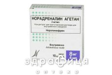 Норадреналина тартрат агетан конц д/р-ра д/инф б/сулфит 2мг/мл 4мл №10