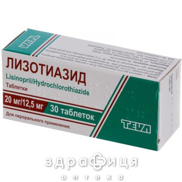 Лiзотiазид табл. 10 мг + 12,5 мг блiстер №30 - таблетки від підвищеного тиску (гіпертонії)