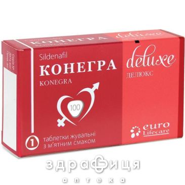 Конегра делюкс таб жев 100мг №1 таблетки для потенции
