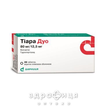 ТИАРА ДУО ТАБ П/О 80МГ/12.5МГ №28 (14Х2) - таблетки от повышенного давления (гипертонии)