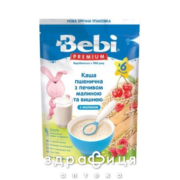 Дитяче харчування bebi premium каша молоч пшенич з печивом/малиной/вишн з 6міс 200г