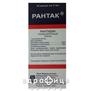 Рантак р-р д/ин 25мг/мл 2мл №10 таблетки от гастрита