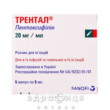 ТРЕНТАЛ Р-Н Д/IН 20МГ/МЛ 5МЛ №5 противірусний препарат