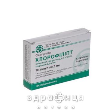 Хлорофиллипт конц д/р-ра д/ин 0.25% 2мл №10 - антисептик