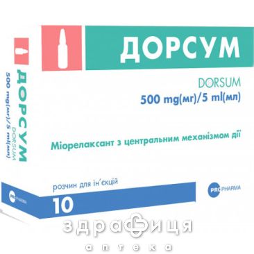 Дорсум р-н д/ін 500мг/5мл 5мл №10 нестероїдний протизапальний препарат