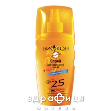 Биокон спрей д/безопасного загара spf-25 160мл  240025 солнцезащитный крем