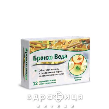 Бронхо веда трав'янi льодяники смак iмбиру №12 відхаркувальні засоби, сиропи, таблетки