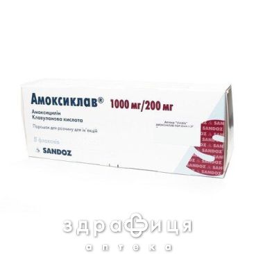 Амоксиклав пор. д/п р-ну для в/в iн. 1200 мг фл. №5 антибіотики