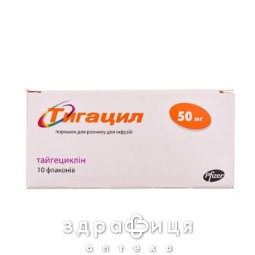 ТИГАЦИЛ ПОР Д/П Р-НА Д/IНФ ФЛ 50МГ №10 антибіотики