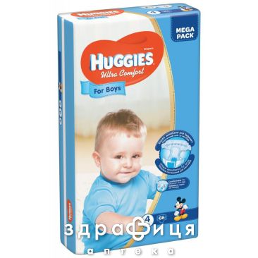 Подгузники Huggies (Хаггис) ultra comfort д/мал р4 №50