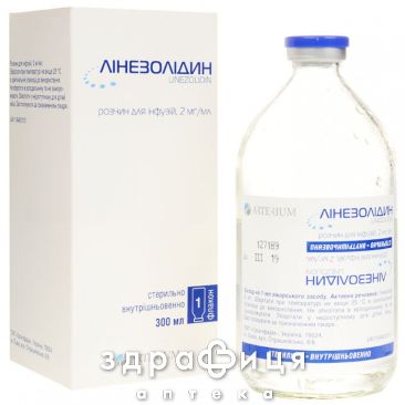 ЛIНЕЗОЛIДИН Р-Н Д/IНФ 2МГ/МЛ 300МЛ антибіотики