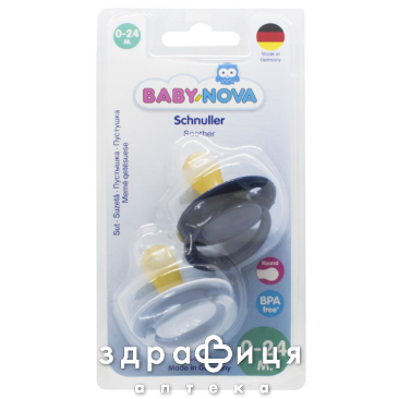 Baby nova 23500/2 пустушка латекс круг моно голуб/синя №2
