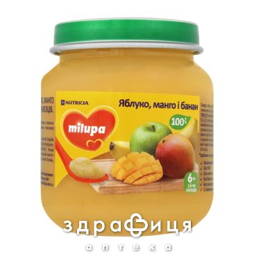 Milupa пюре фрукт  яблуко/манго/банан з 6міс 125г