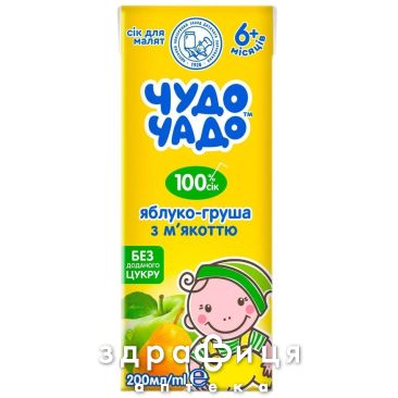 Дет/пит чудо-чадо сок яблоко/груша с мякот/сахар 200мл