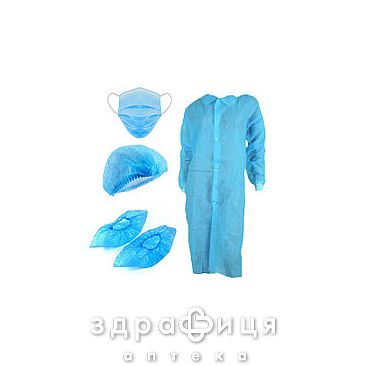 Комплект одежды д/відвід мед н/стер №4(накидка,бахіли,маска,шапочка)