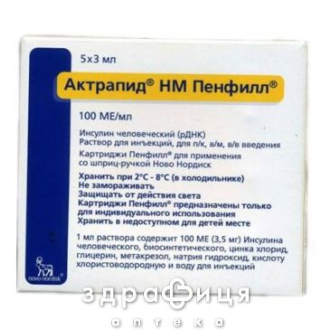 Актрапид нм пенфилл раствор д/ин 100 ме/мл картр 3мл №5 препарат от диабета