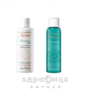 Avene наб клинанс мат лосьйон д/пробл шкiри 200мл+гель б/мил очищ 100мл