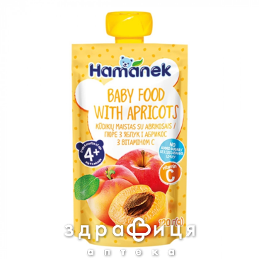 Дитяче харчування Hame пюре яблуко/абрикос пауч 120г