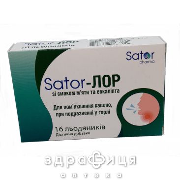 Sator pharma льодяники sator-лор м'ята/евкаліпт №16 ліки від горла