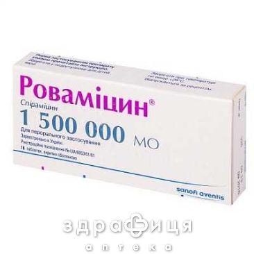 Ровамiцин таб в/о 1500000мо №16 антибіотики