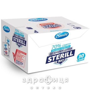Салфетки влаж smile sterill bio дезинф №30