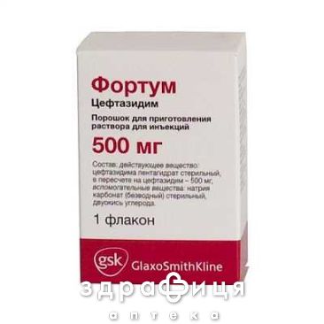 Фортум пор. д/п iн. р-ну 500 мг фл. №1 антибіотики