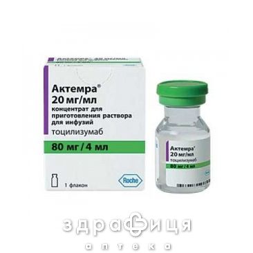АКТЕМРА КОНЦ Д/Р-РА Д/ИНФ 20МГ/МЛ 4МЛ (80МГ) №1 Противоопухолевый препарат