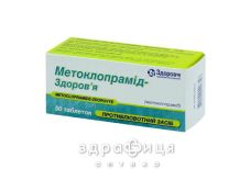 МЕТОКЛОПРАМiД-ЗДОРОВ'Я, табл. 10 мг №50 таблетки від нудоти і блювоти