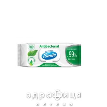 СЕРВЕТКИ ВОЛОГ SMILE BABY АНТІБАКТ З ПОДОРОЖН З КЛАПН №100