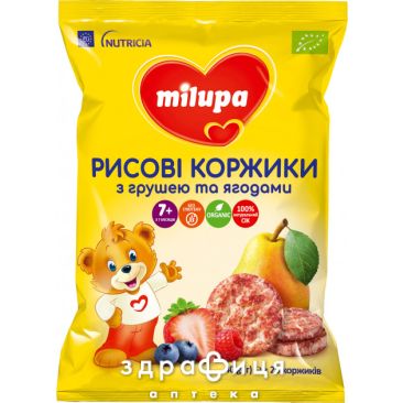 Milupa (Мілупа) рисовые коржики груша/ягоды с 7мес 40г