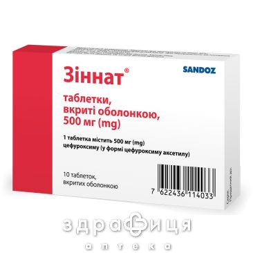 Зiннат таблетки в/о 500мг №10 антибіотики