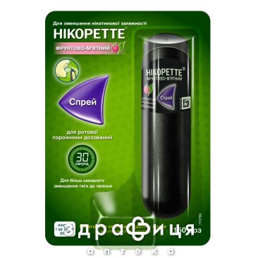 Нікоретте фруктово м'ятн спрей д/рот порож 1мг/доз 150доз №1 Таблетки від куріння