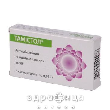 Тамiстол суп 0,015г бл №5 (5х1) свічки від молочниці, таблетки вагінальні