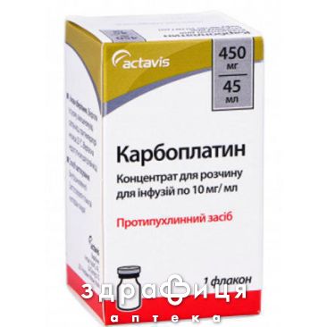 Карбоплатин розчин д/iн. 450 мг фл. 45 мл Протипухлинний препарати