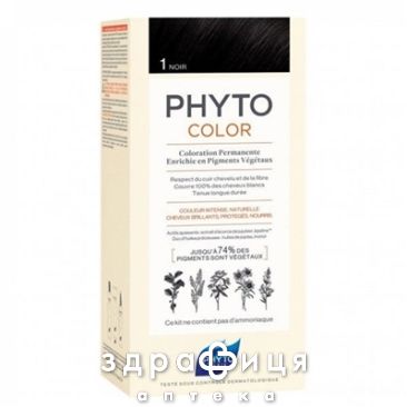 Phyto (Фито) color крем-краска на основе натур красит тон 1 черный рн960