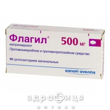 ФЛАГiЛ, суп. пiхв. 500 мг №10 Препарат для сечостатевої системи