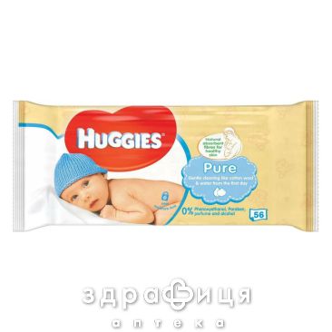 Серветки вологi дит huggies pure №56