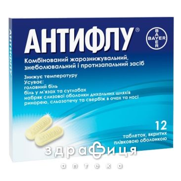 Антифлу таблетки п/о №12 жаропонижающие от температуры