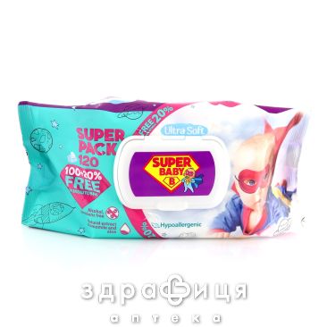 Салфетки влаж дет super baby superpack sensetive ромашка и алоэ №120