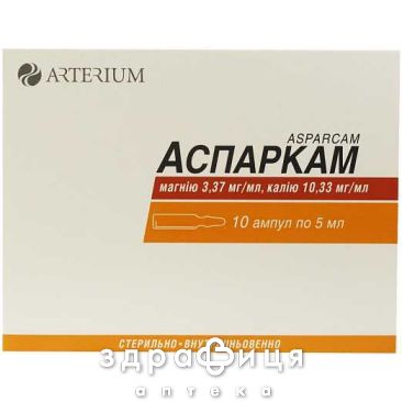 Аспаркам р-н д/iн. амп.10 мл №10 Препарат при серцевій недостатності