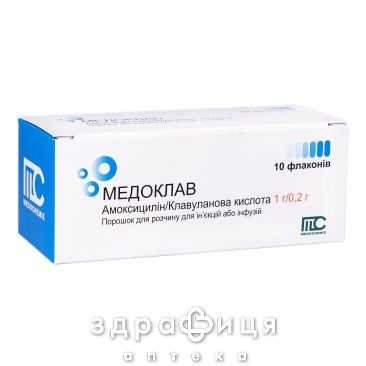 Медоклав пор д/п р-р д/ин/инф 1г/0,2г №10 антибиотики