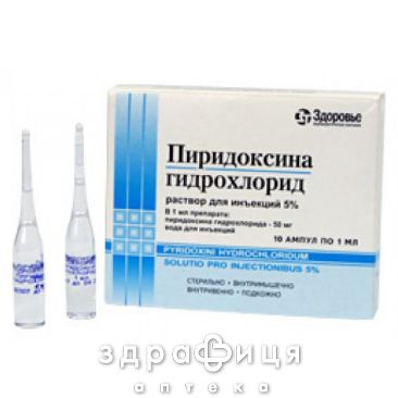 Пiридоксину гiдрохлорид-здоров'я р-н д/iн. 5 % амп. 1 мл №10 вітаміни групи В